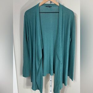 EILEEN FISHER Cotton Silk Cardigan Spruce Green Size Large